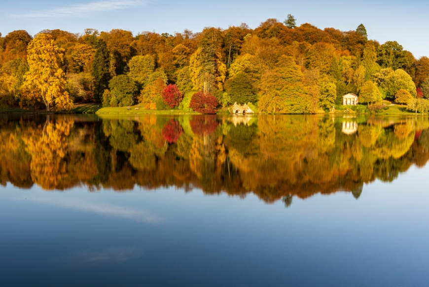 The lake in autumn at Stourhead, Wiltshire